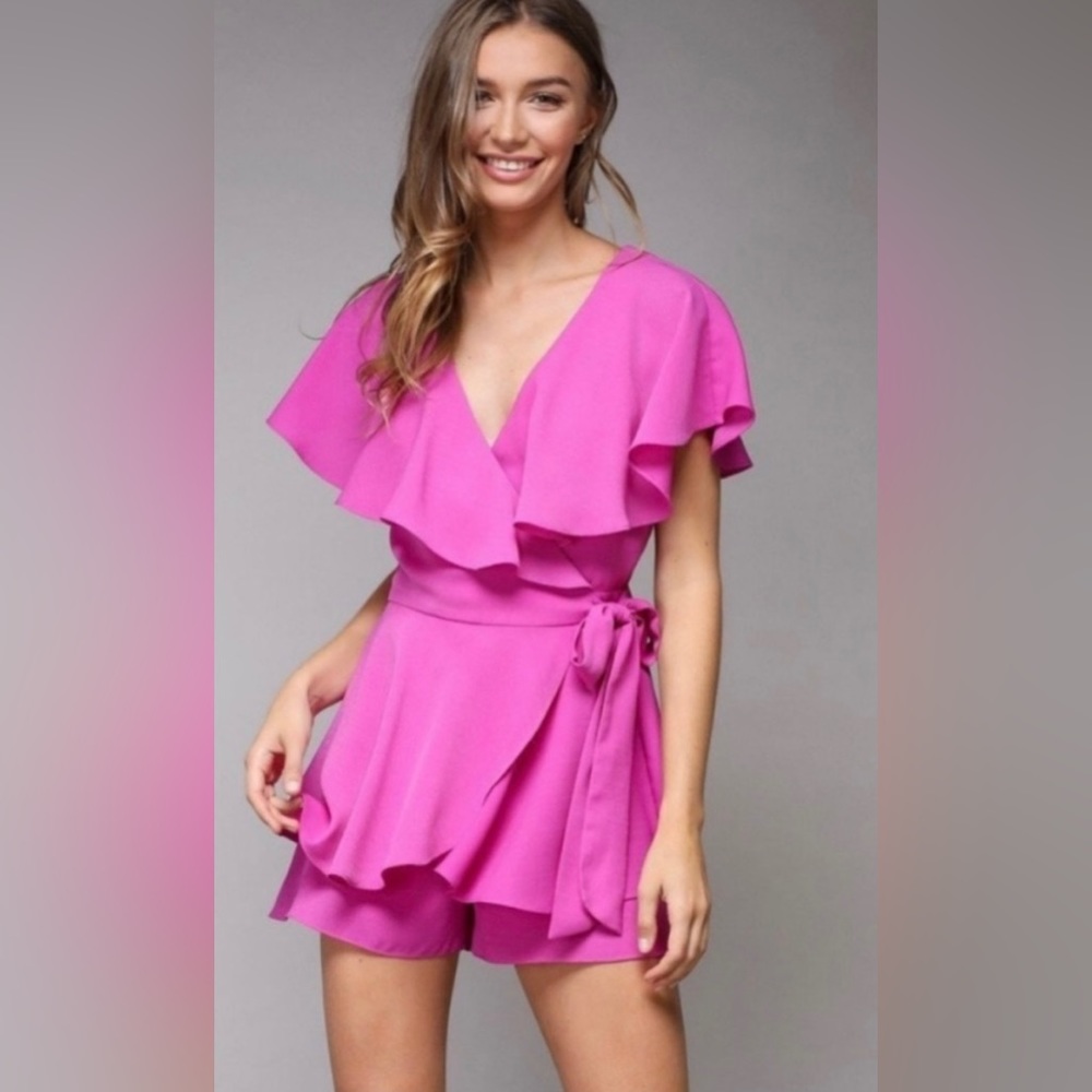 Do+Be Fuchsia Wrap Romper Size Medium - image 1